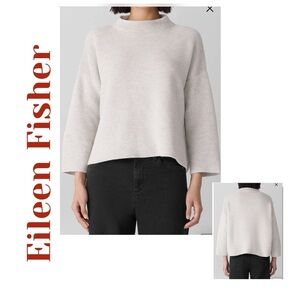 Eileen Fisher Funnel‎ Neck 100% Organic Cotton Sweater